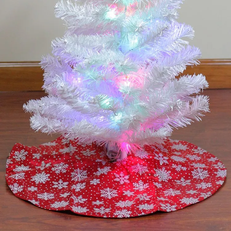 20" Red and White Glitter Snowflake Mini Christmas Tree Skirt