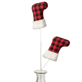 27" Buffalo Plaid & Faux Fur Christmas Stocking Pick