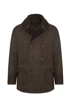 Anthony Men's Shearling Double Breasted Coat - Brown