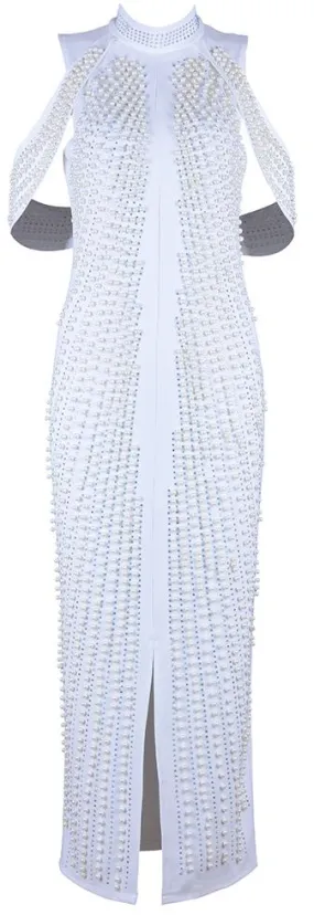 Bead & Crystal Embellished Dress, White