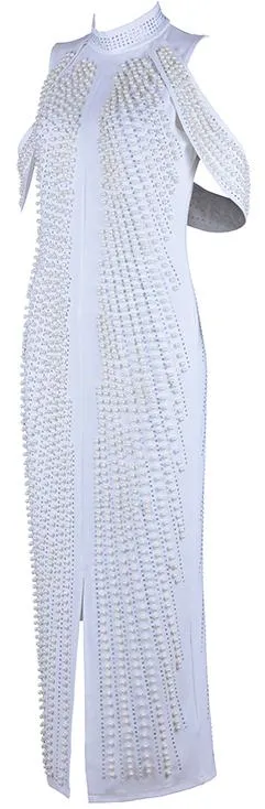 Bead & Crystal Embellished Dress, White