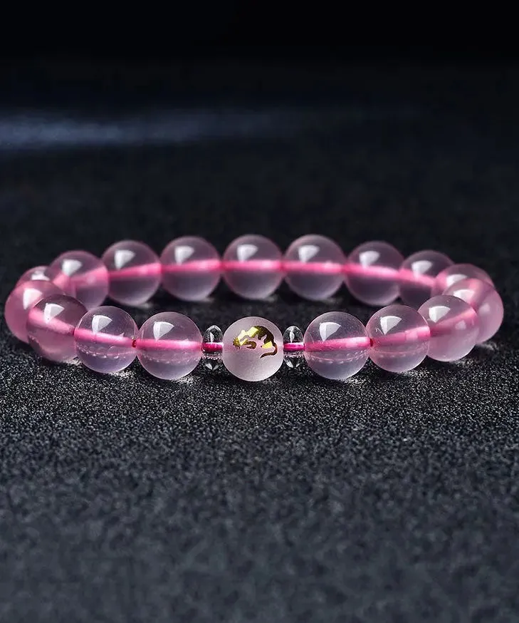 Beautiful Pink Crystal The Twelve Chinese Zodiac Signs Bracelet ML1343