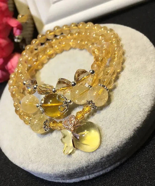 Beautiful Yellow Crystal Rosary Multi Loop Charm Bracelet ML1314