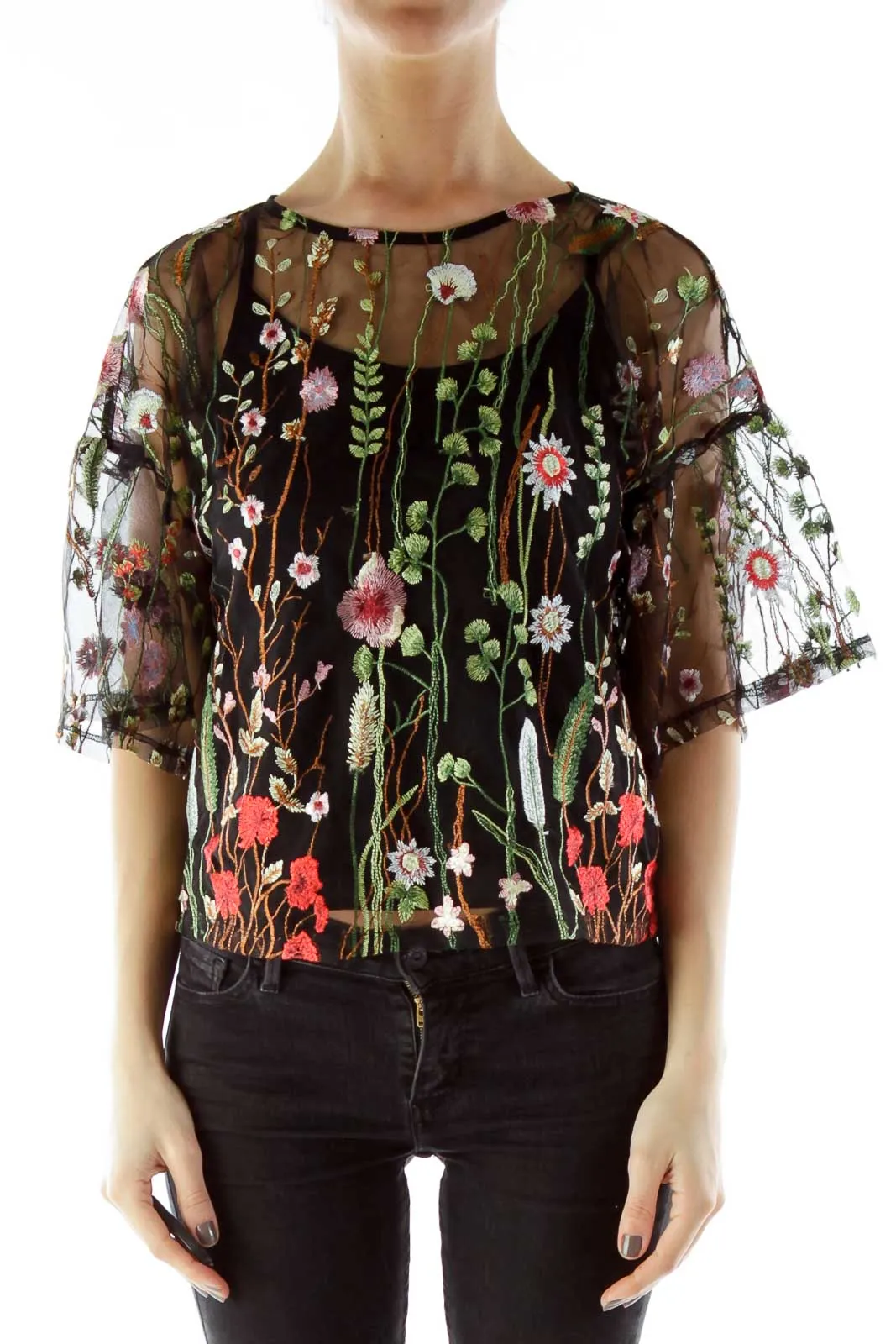 Black Embroidered Blouse