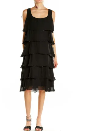 Black Tiered Chiffon Cocktail Dress