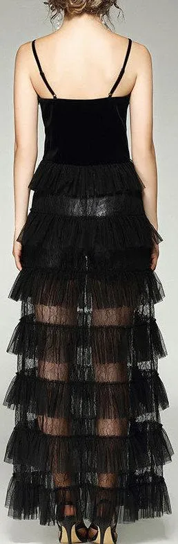 Black Tiered Lace Gown