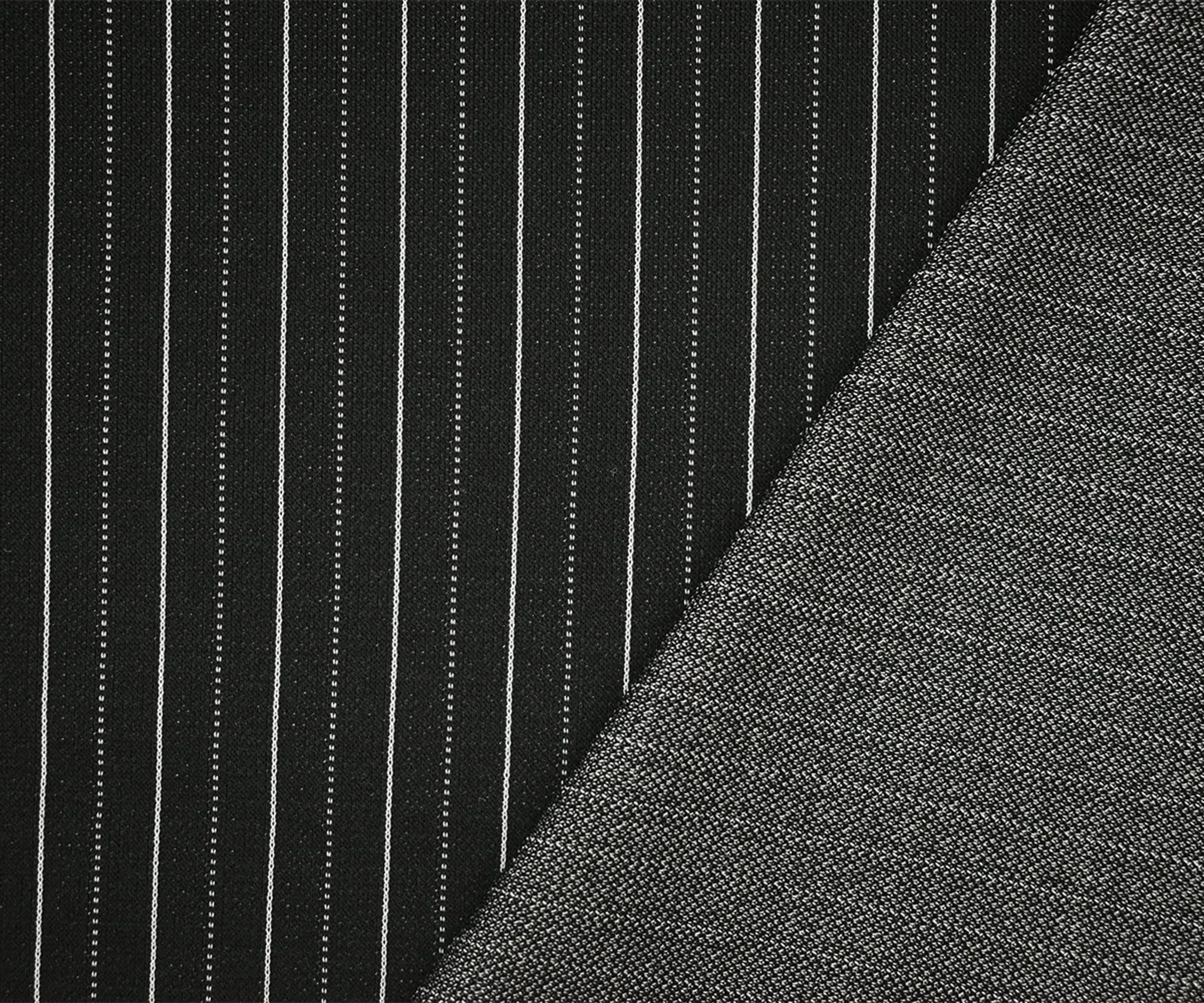 Black-White Poly Wool Stripe Stretch Knit Jacketing Fabric