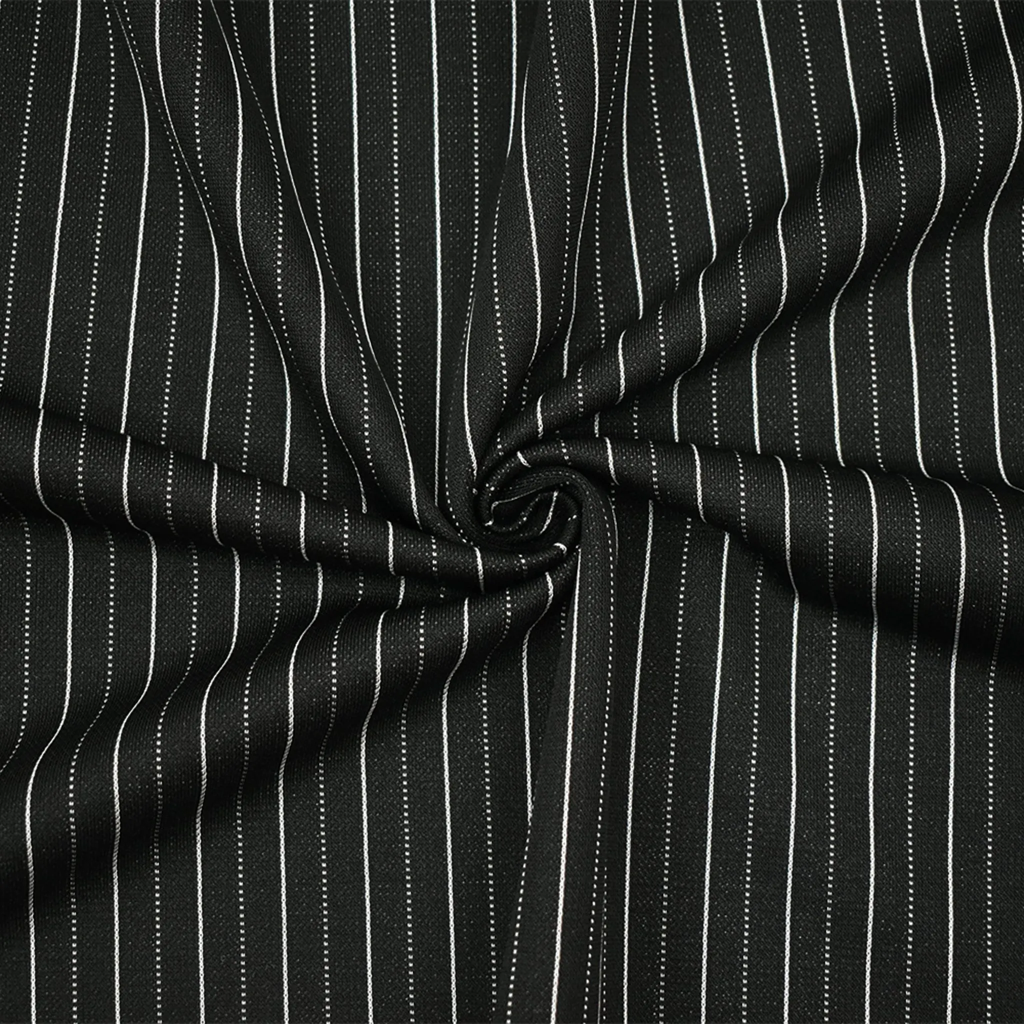 Black-White Poly Wool Stripe Stretch Knit Jacketing Fabric