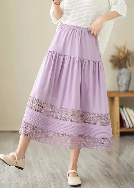 Bohemian Purple Hollow Out Patchwork Cotton Skirts Summer LY7300