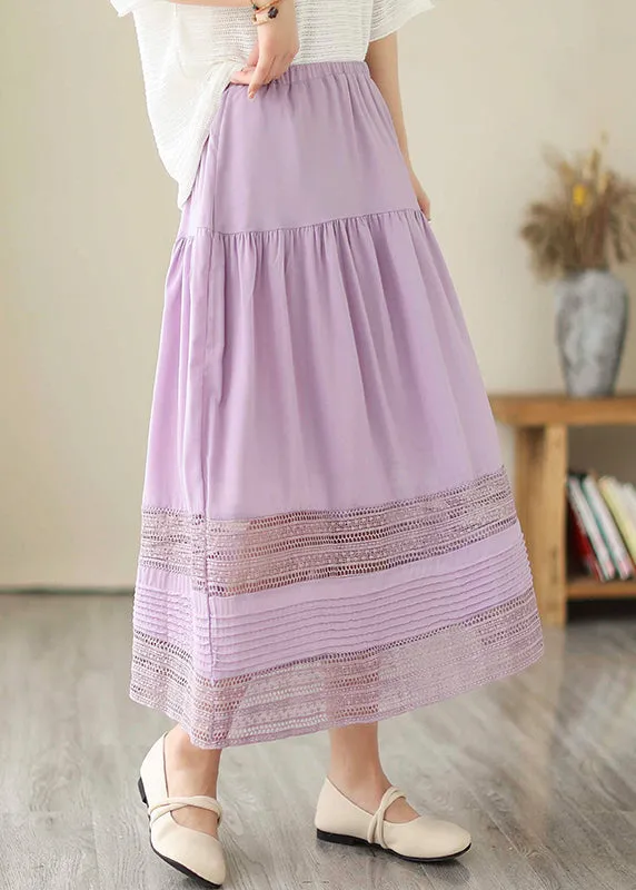 Bohemian Purple Hollow Out Patchwork Cotton Skirts Summer LY7300