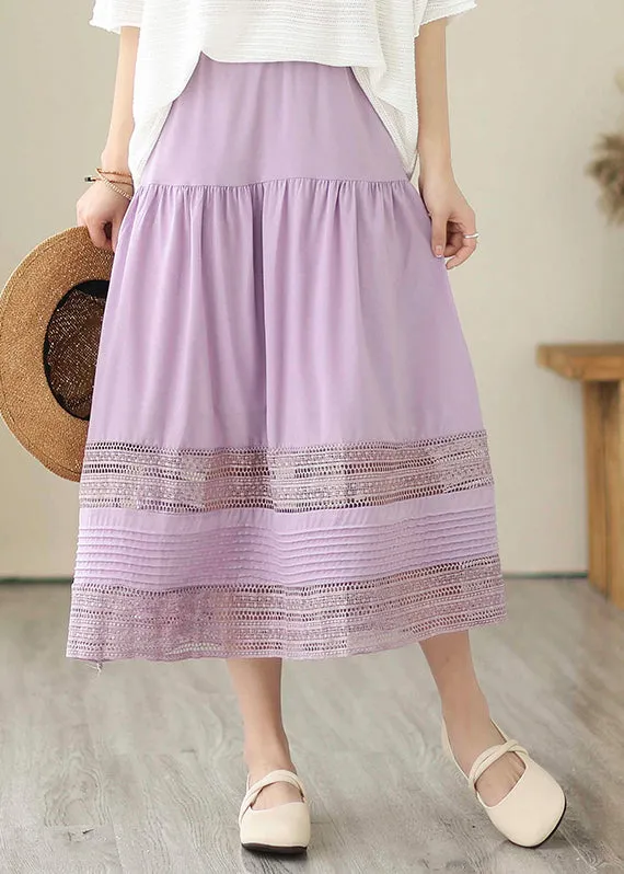 Bohemian Purple Hollow Out Patchwork Cotton Skirts Summer LY7300