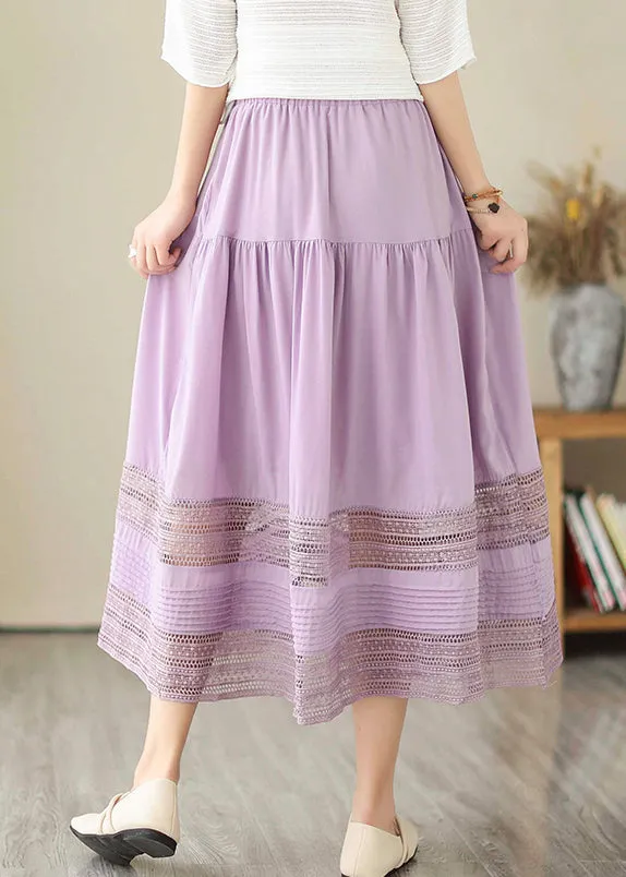 Bohemian Purple Hollow Out Patchwork Cotton Skirts Summer LY7300