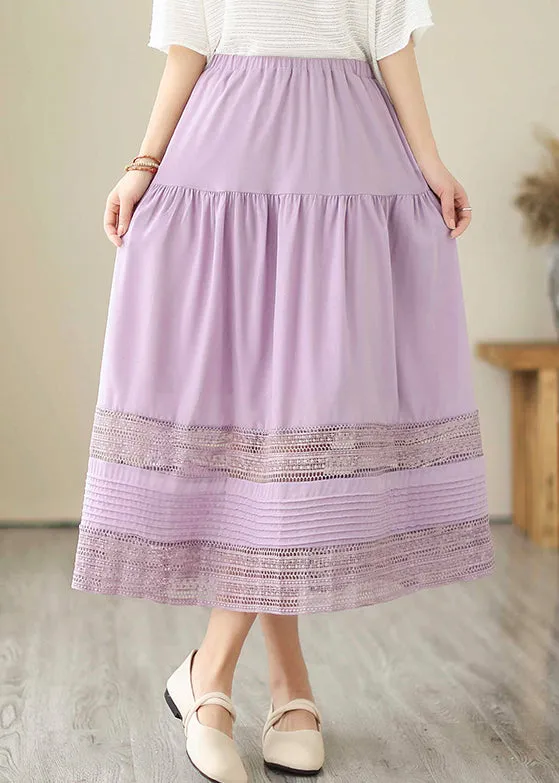 Bohemian Purple Hollow Out Patchwork Cotton Skirts Summer LY7300