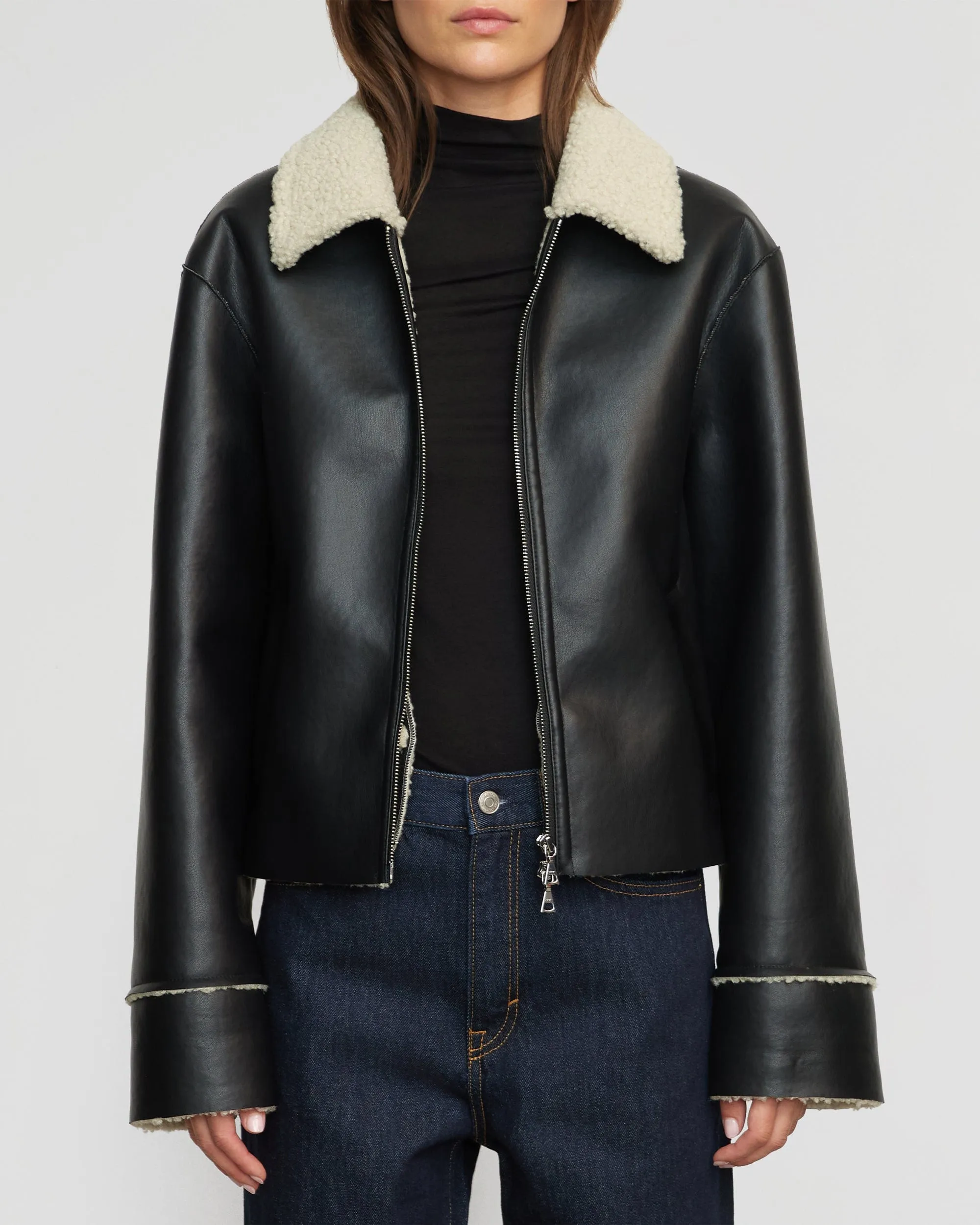 Bonnie Shearling-Collar Coat