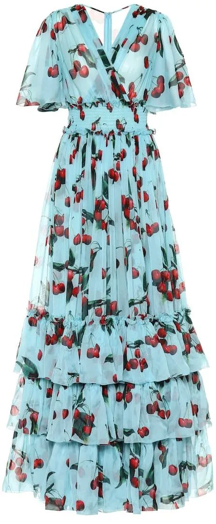 Cherry Print Tiered Dress