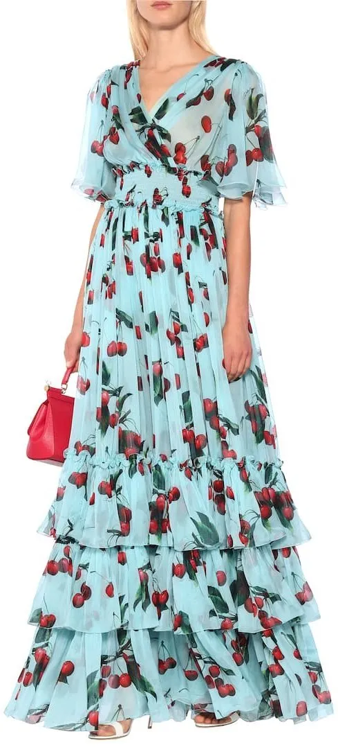 Cherry Print Tiered Dress