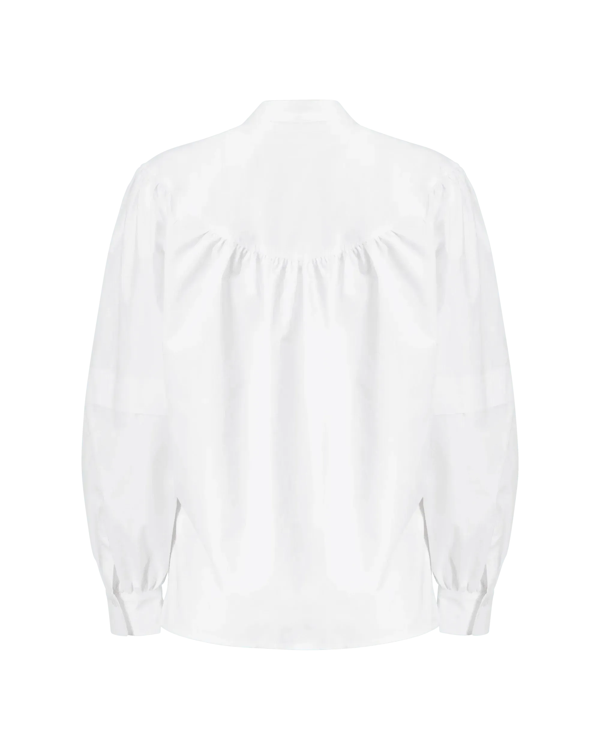 Collarless Puff Sleeve Blouse