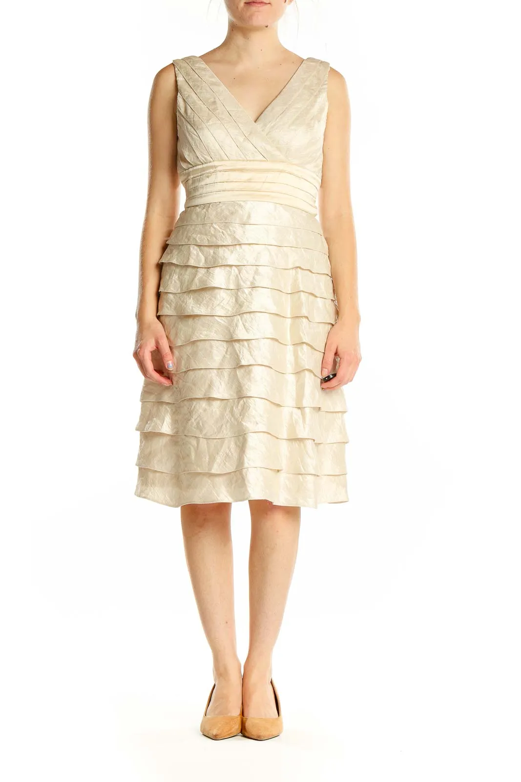 Cream Tiered Cocktail Dress