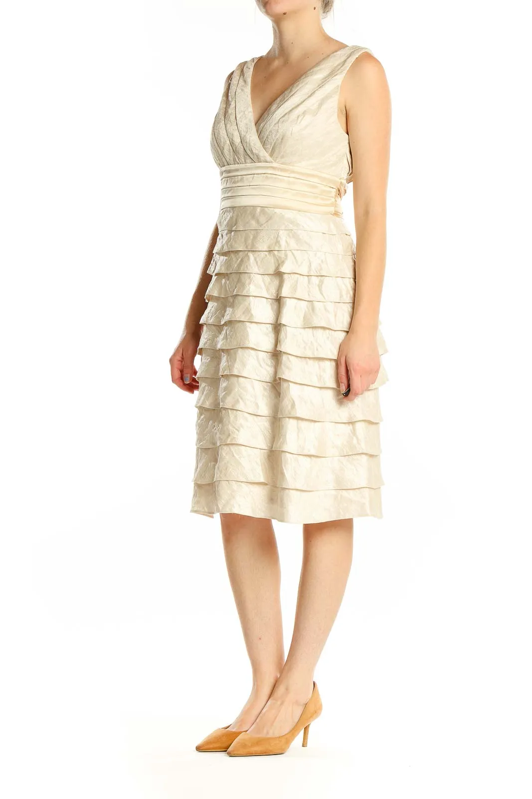 Cream Tiered Cocktail Dress