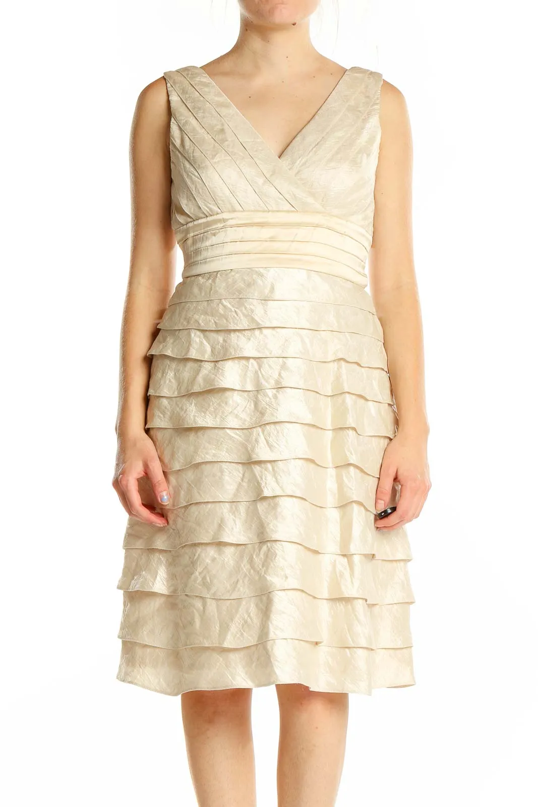 Cream Tiered Cocktail Dress