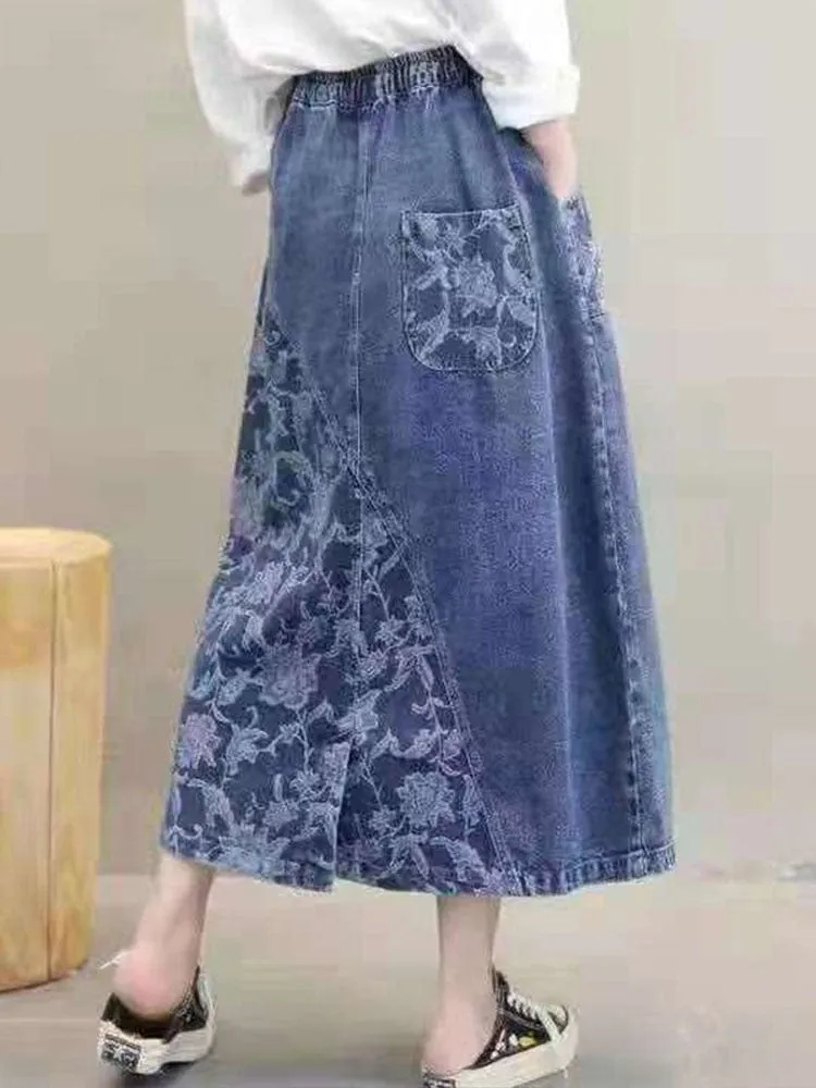 Darin Denim Patchwork Skirt