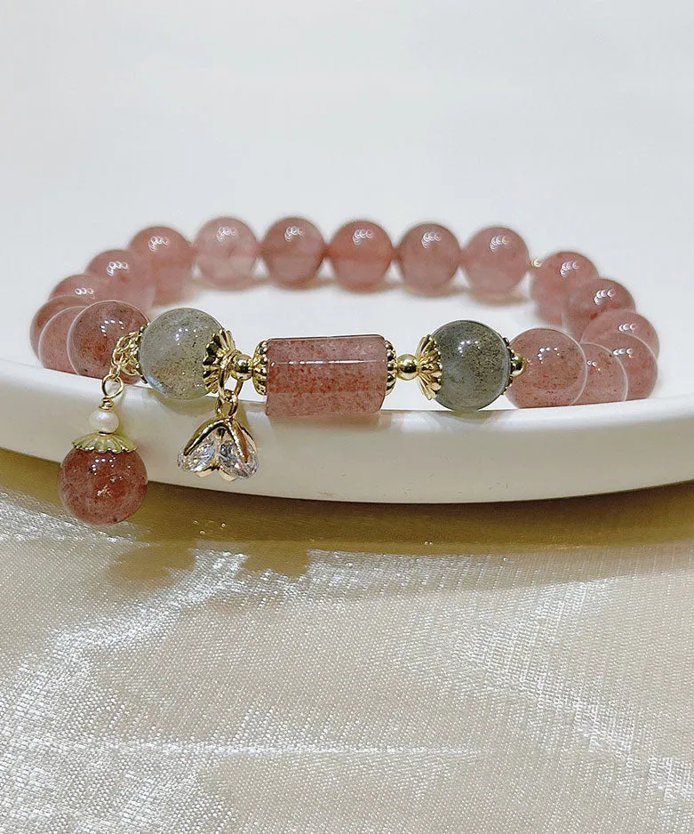 Elegant Pink Crystal Beading Charm Bracelet ML0252