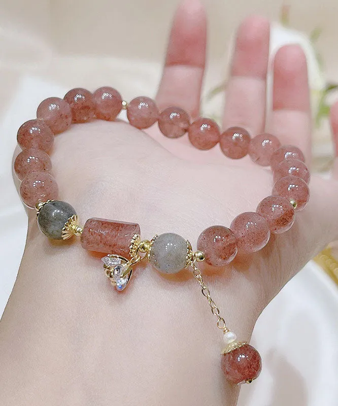 Elegant Pink Crystal Beading Charm Bracelet ML0252