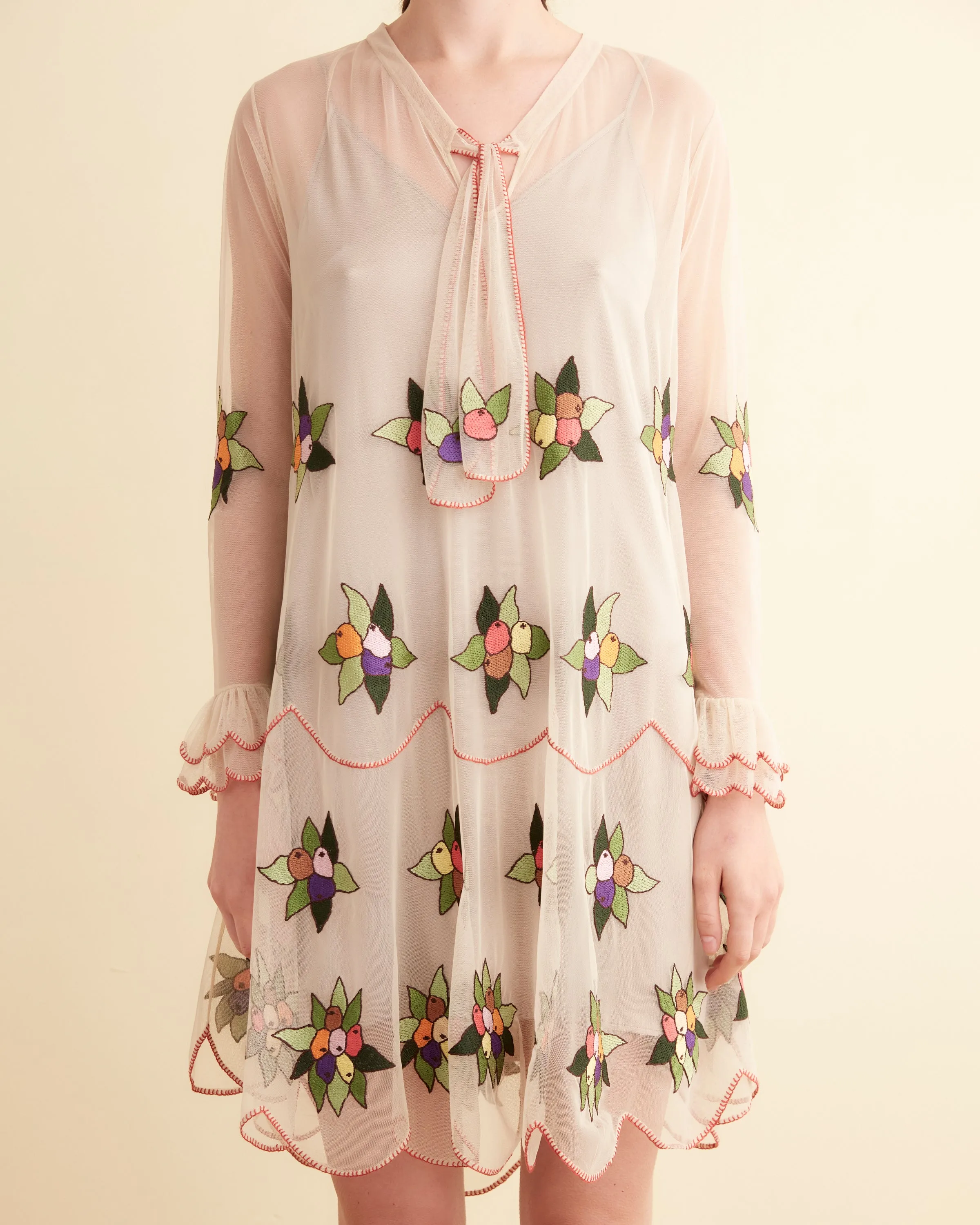 Embroidered Suncherry Dress