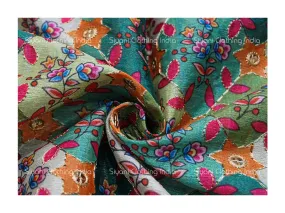 Firozi Multicolor Floral Embroidered Fabric