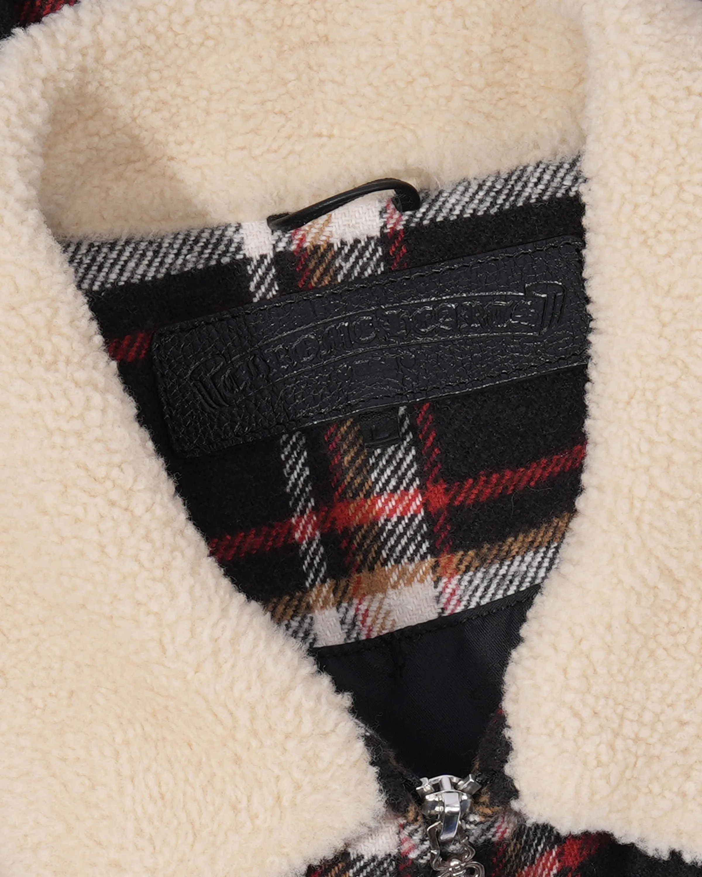 Flannel Shearling Collar Zip Up Jacket