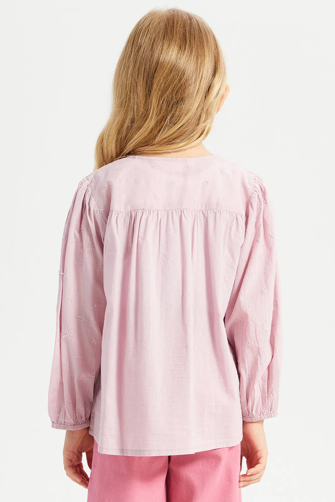 Girls Lilac Embroidered Blouse