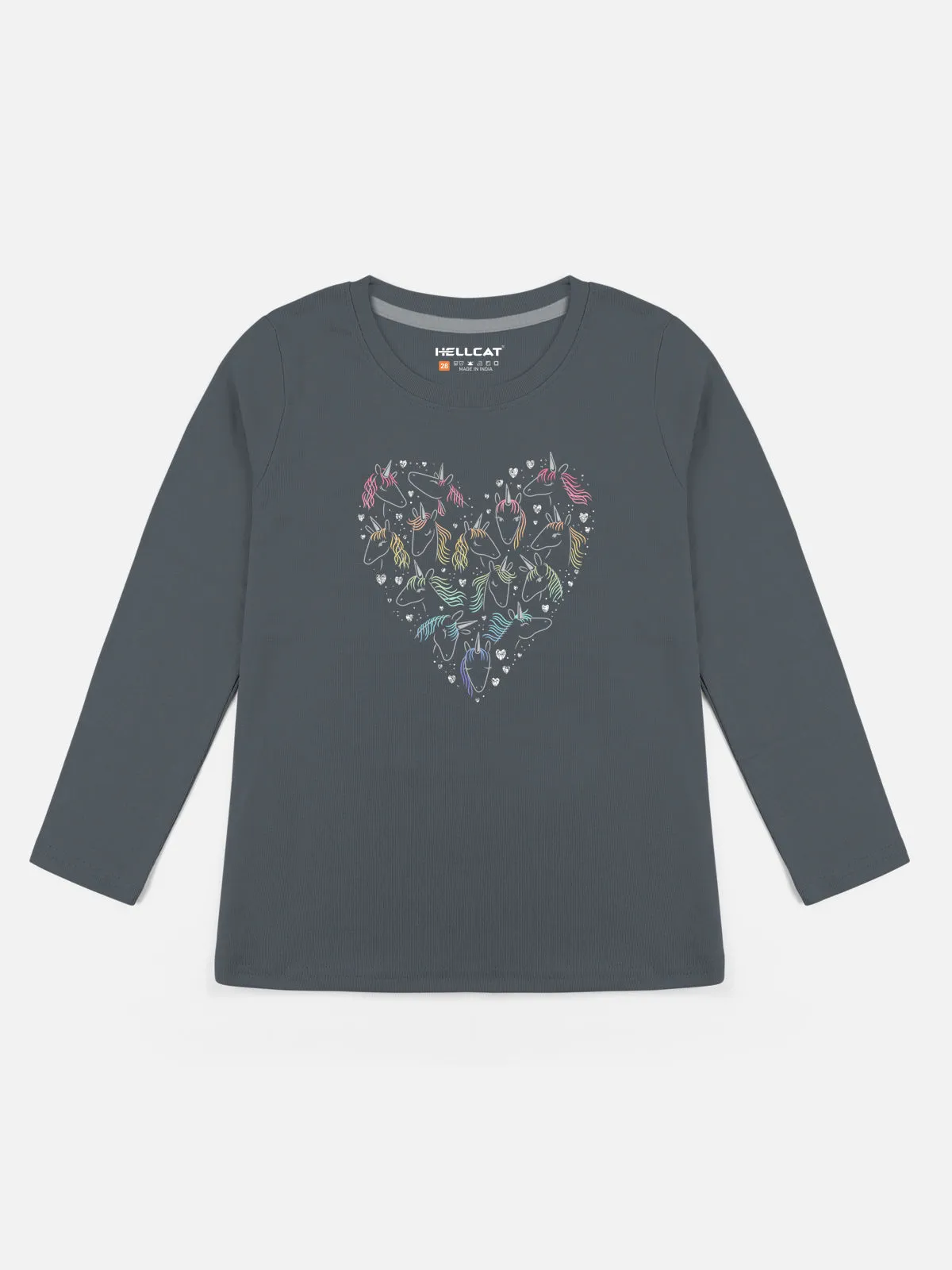 Glitter & Shiny Printed Round Neck Full Sleeve T-shirts / Tops for Girls.