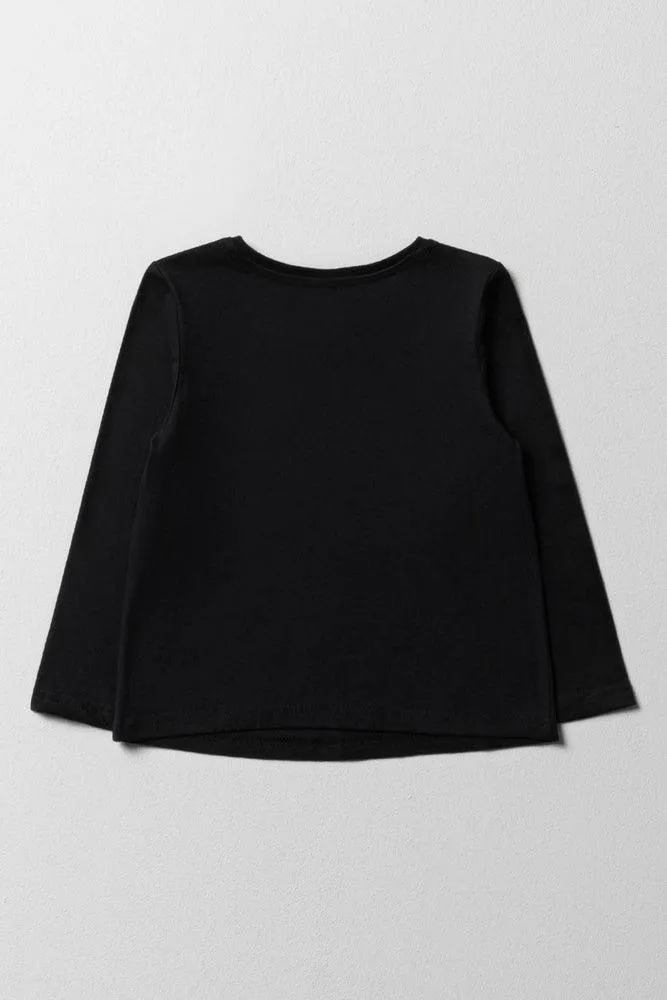 Glitter Long Sleeve T-Shirt Black