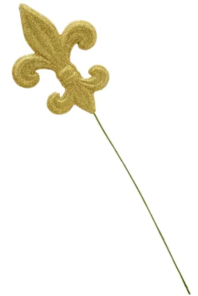 Gold Glitter Fleur De Lis Pick: 6"