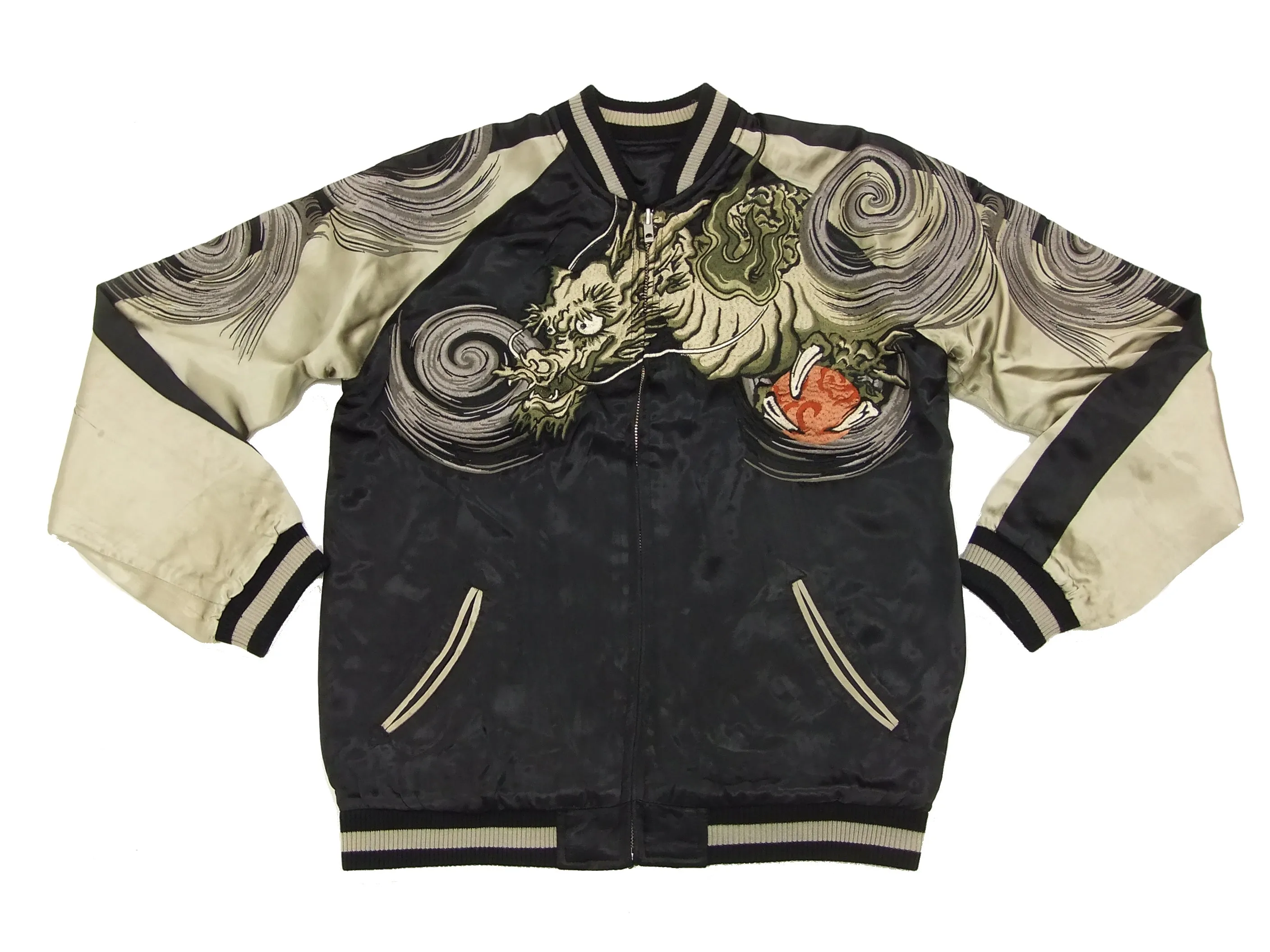 Hanatabi Gakudan Men's Japanese Souvenir Jacket Japanese Dragon Sukajan Script SSJ-001