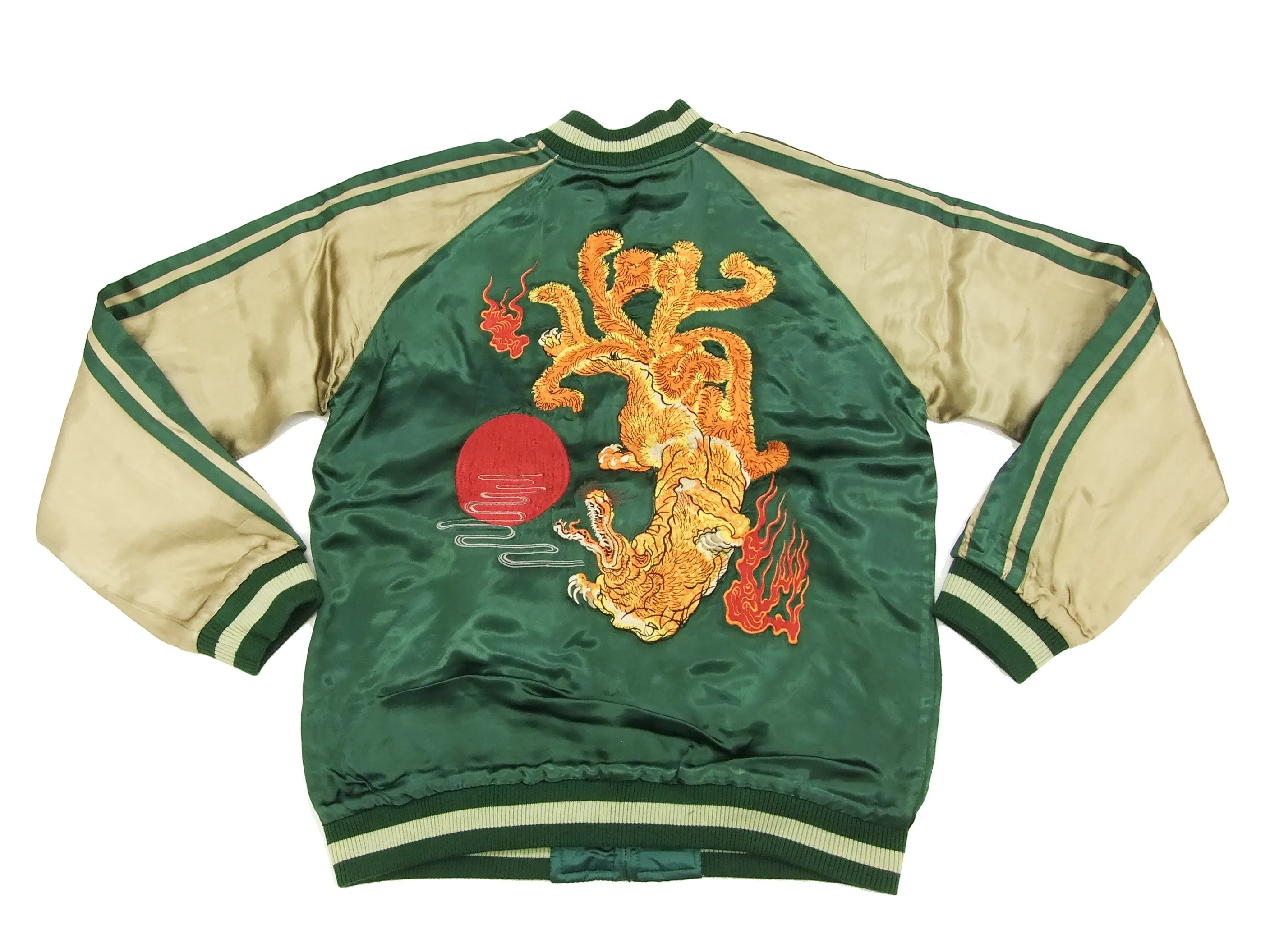 Hanatabi Gakudan Men's Japanese Souvenir Jacket Japanese Nine-Tailed Fox Sukajan Script SSJ-510