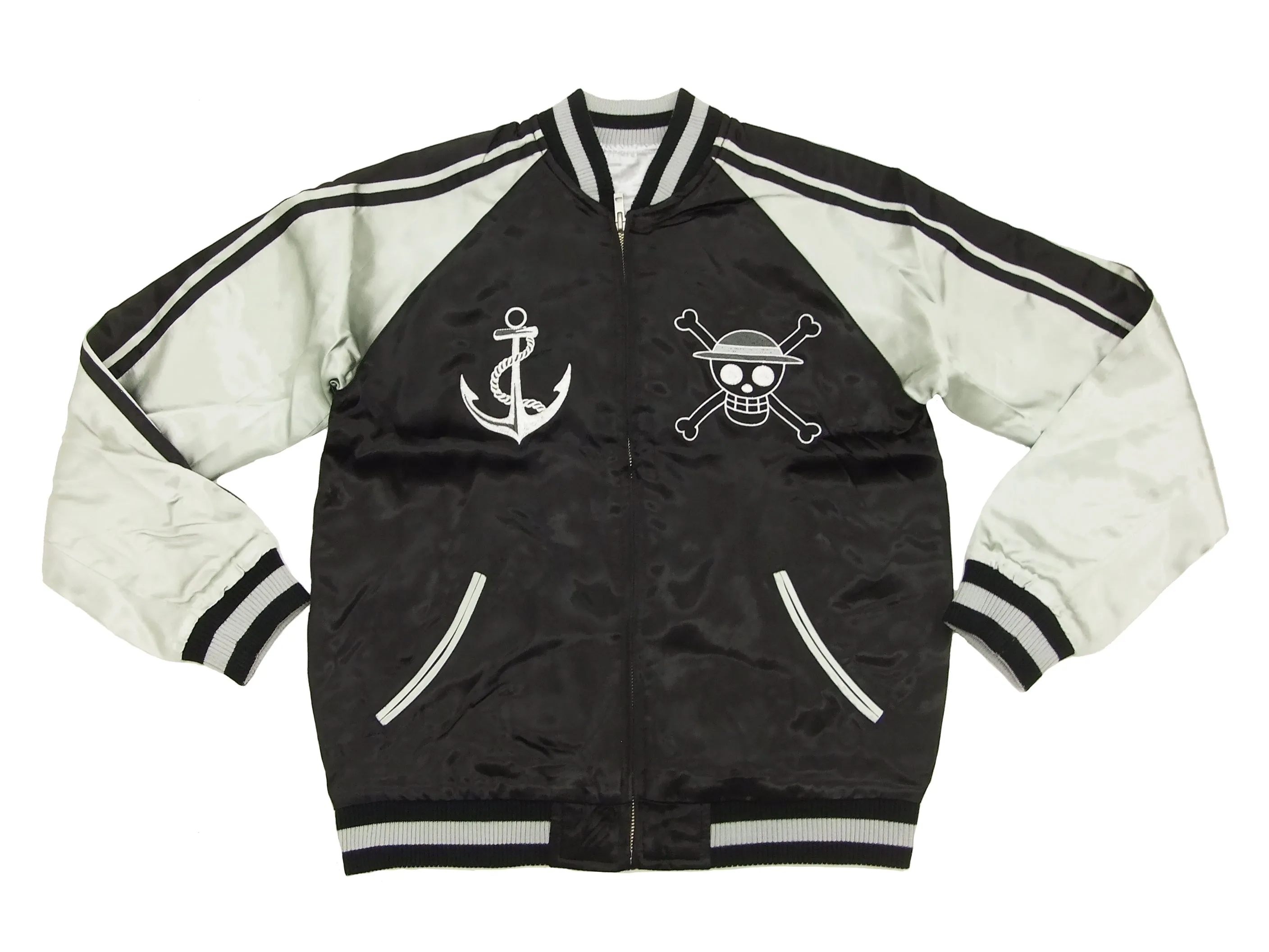 Hanatabi Gakudan Men's Japanese Souvenir Jacket Japanese ONE PIECE Sukajan Script OPSJ-001 Black