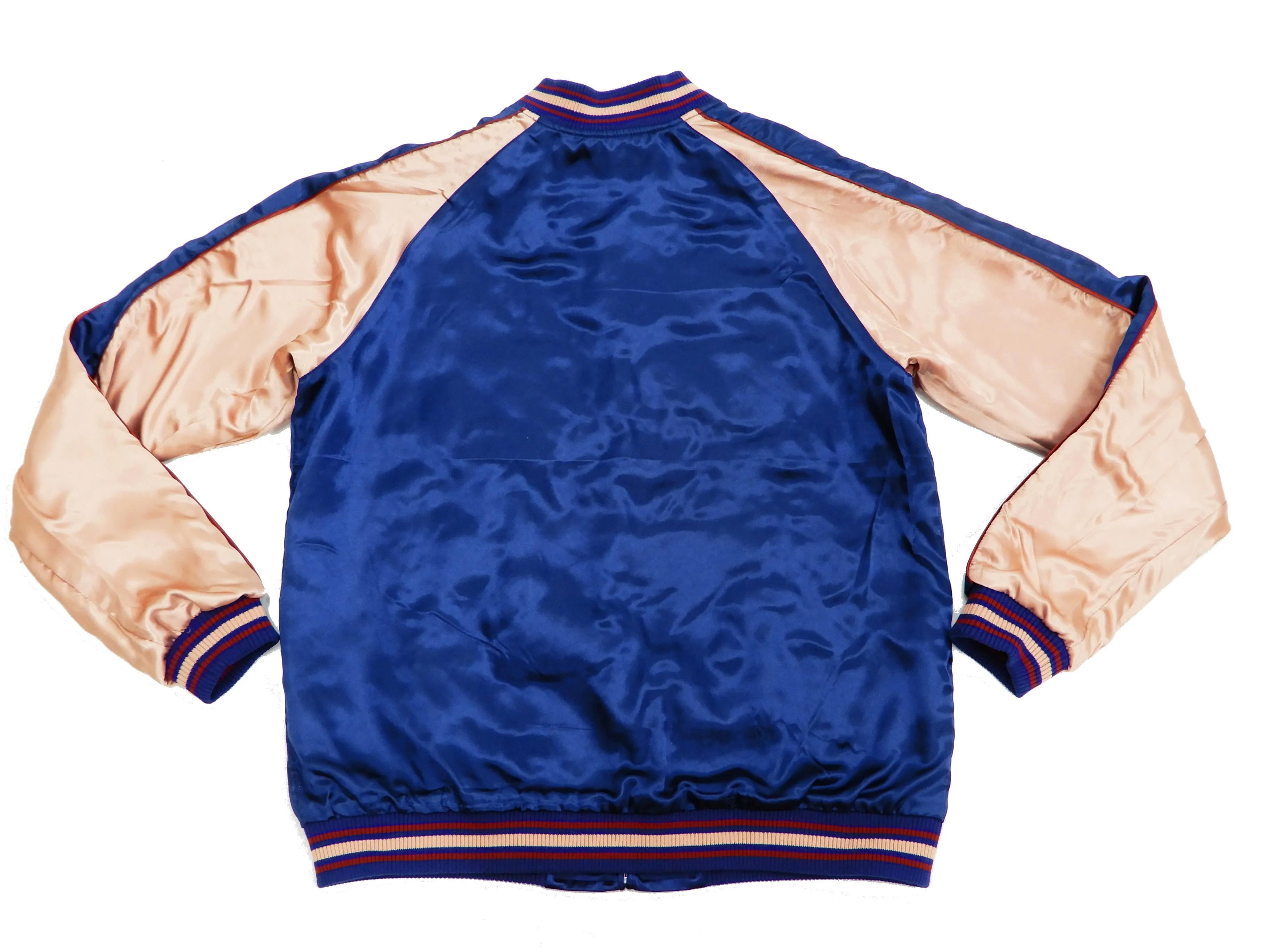 Japanesque Men's Japanese Souvenir Jacket Goldfish Sukajan 3RSJ-044 Navy-Blue/Pink