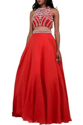 Jovani 47848 size 10 Red two piece prom gown pageant dress Ballgown