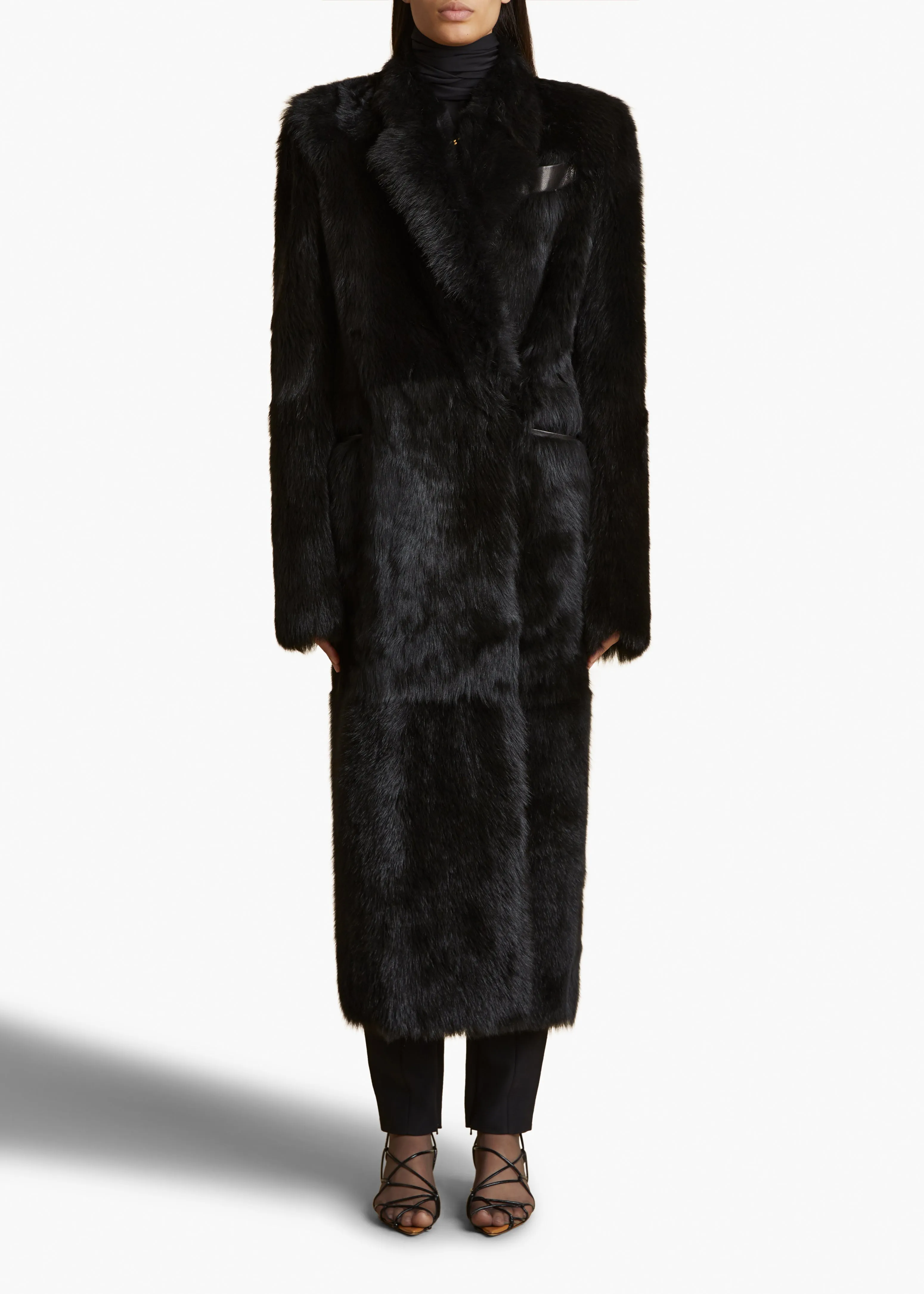 Lolo Shearling Coat in Black