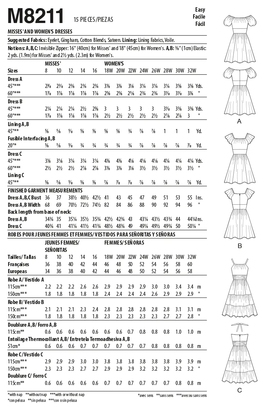 McCall's Pattern M8211 Misses' & Women's Dresses