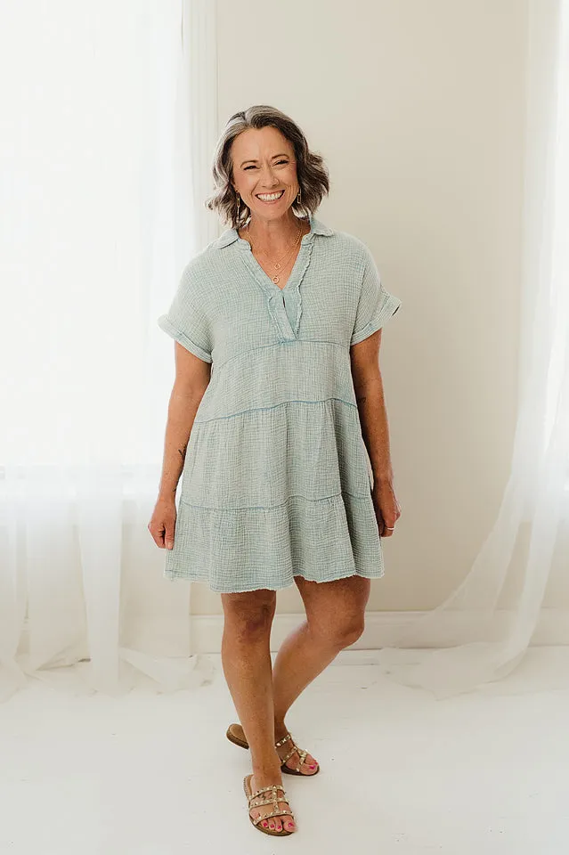 Mineral Wash Tiered Dress