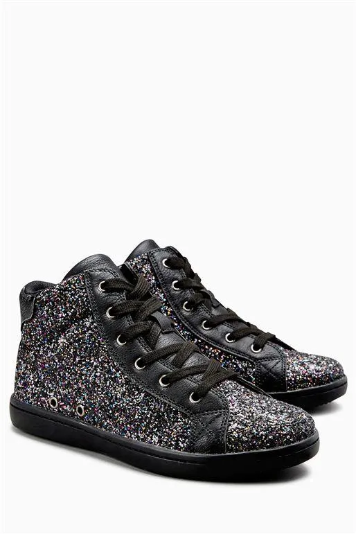 Next Womens/Girls Black Glitter High Tops