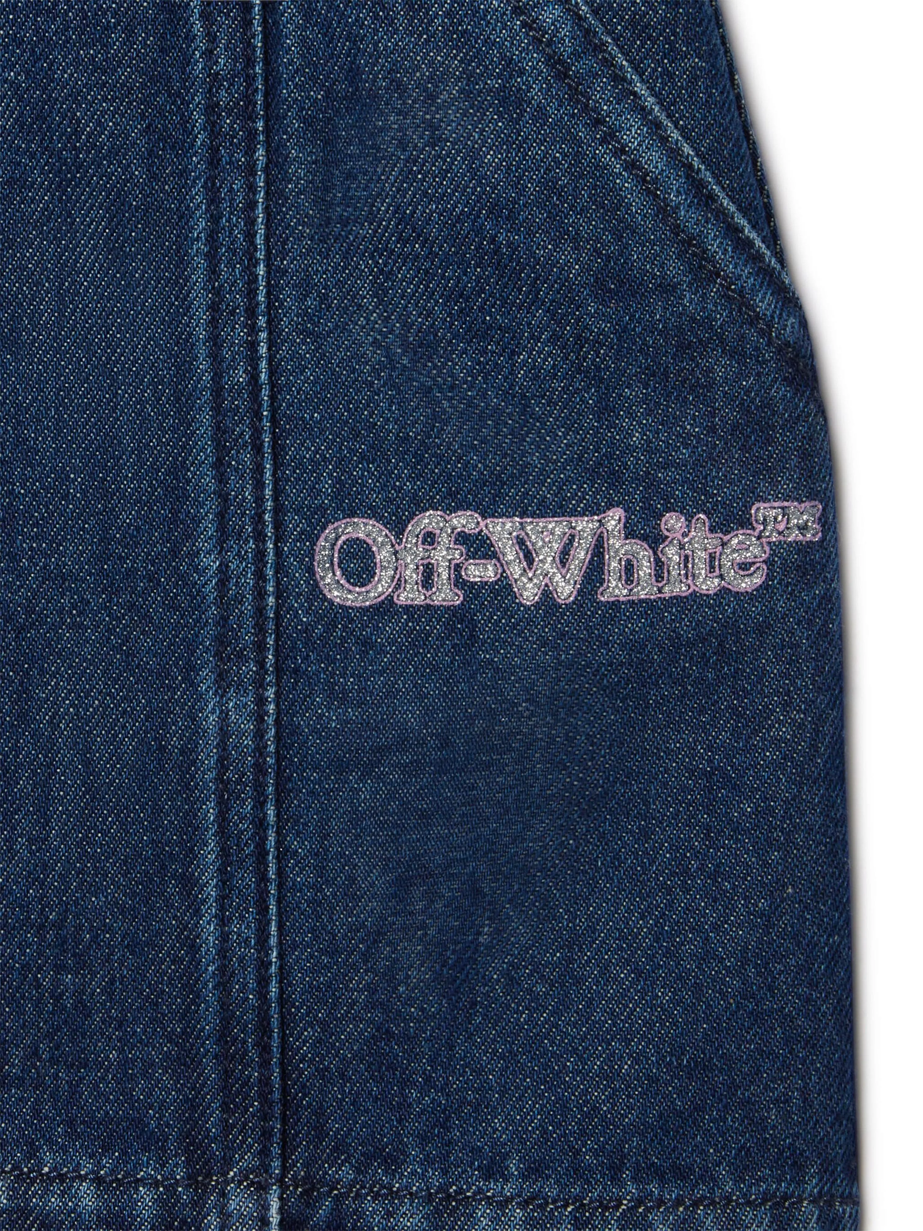 Off-White Girls Bookish Glitter Denim Skirt in Blue