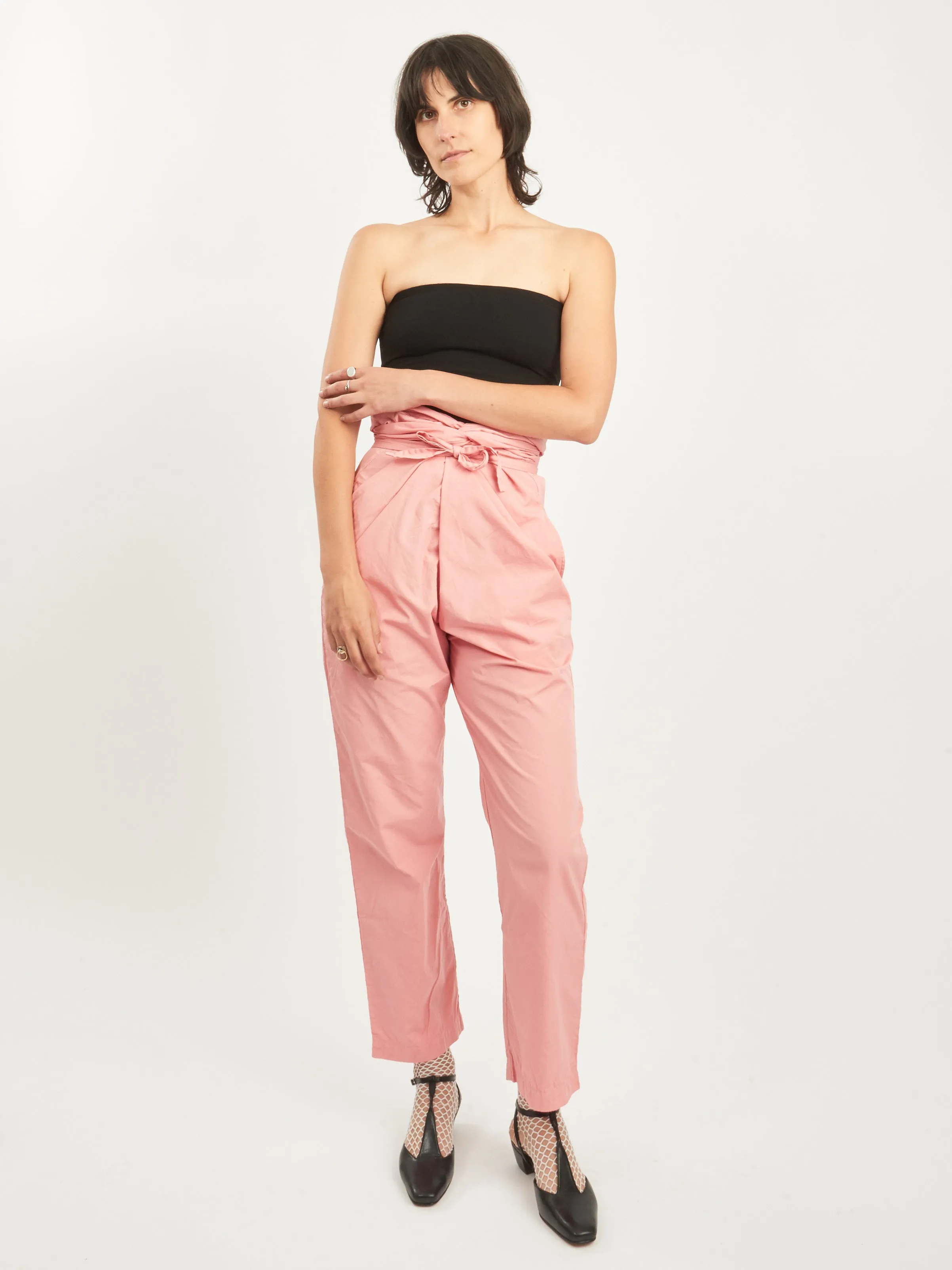 Peach Jade Suvin Cotton Broadcloth Wrapped Pants