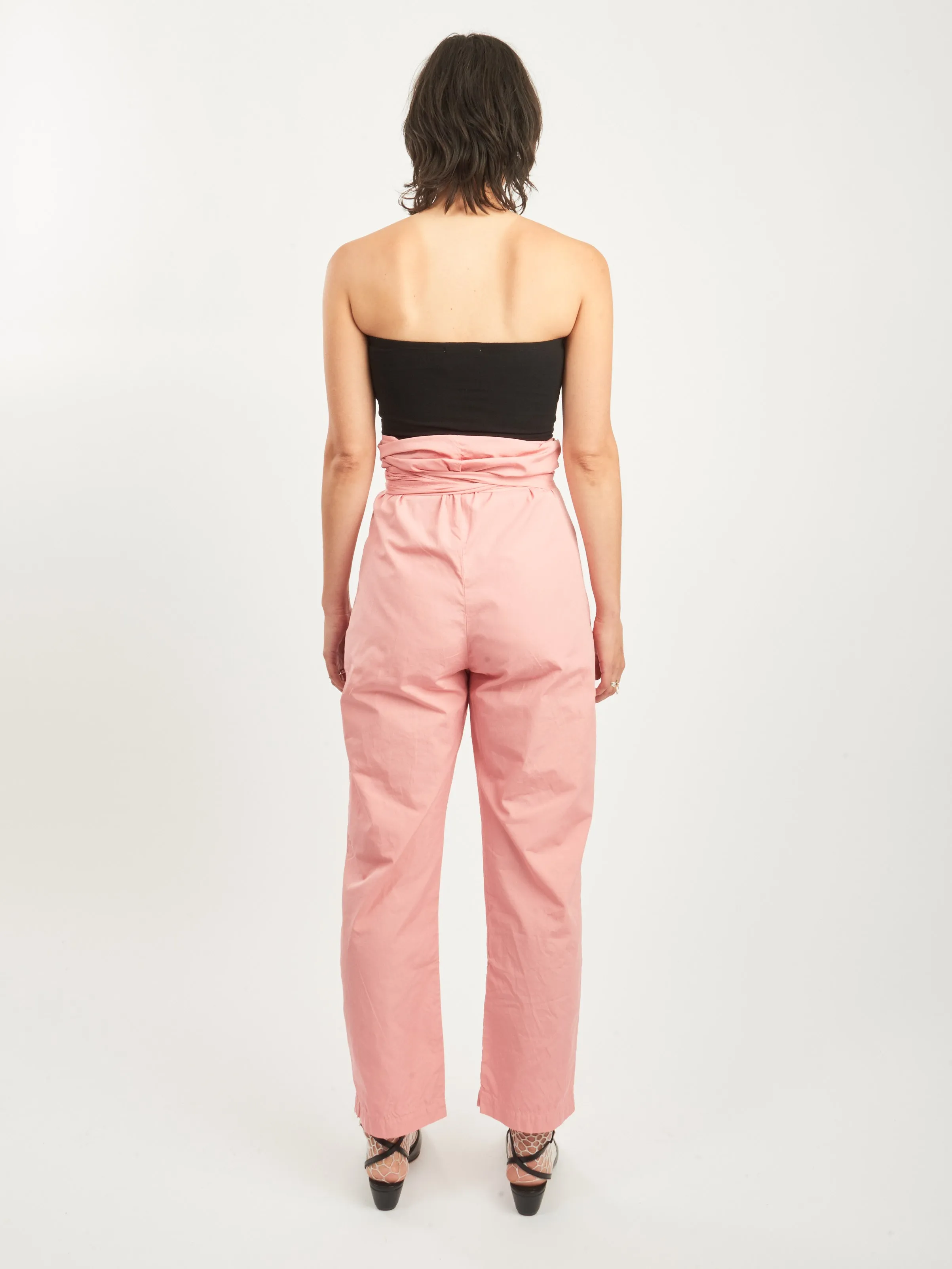 Peach Jade Suvin Cotton Broadcloth Wrapped Pants