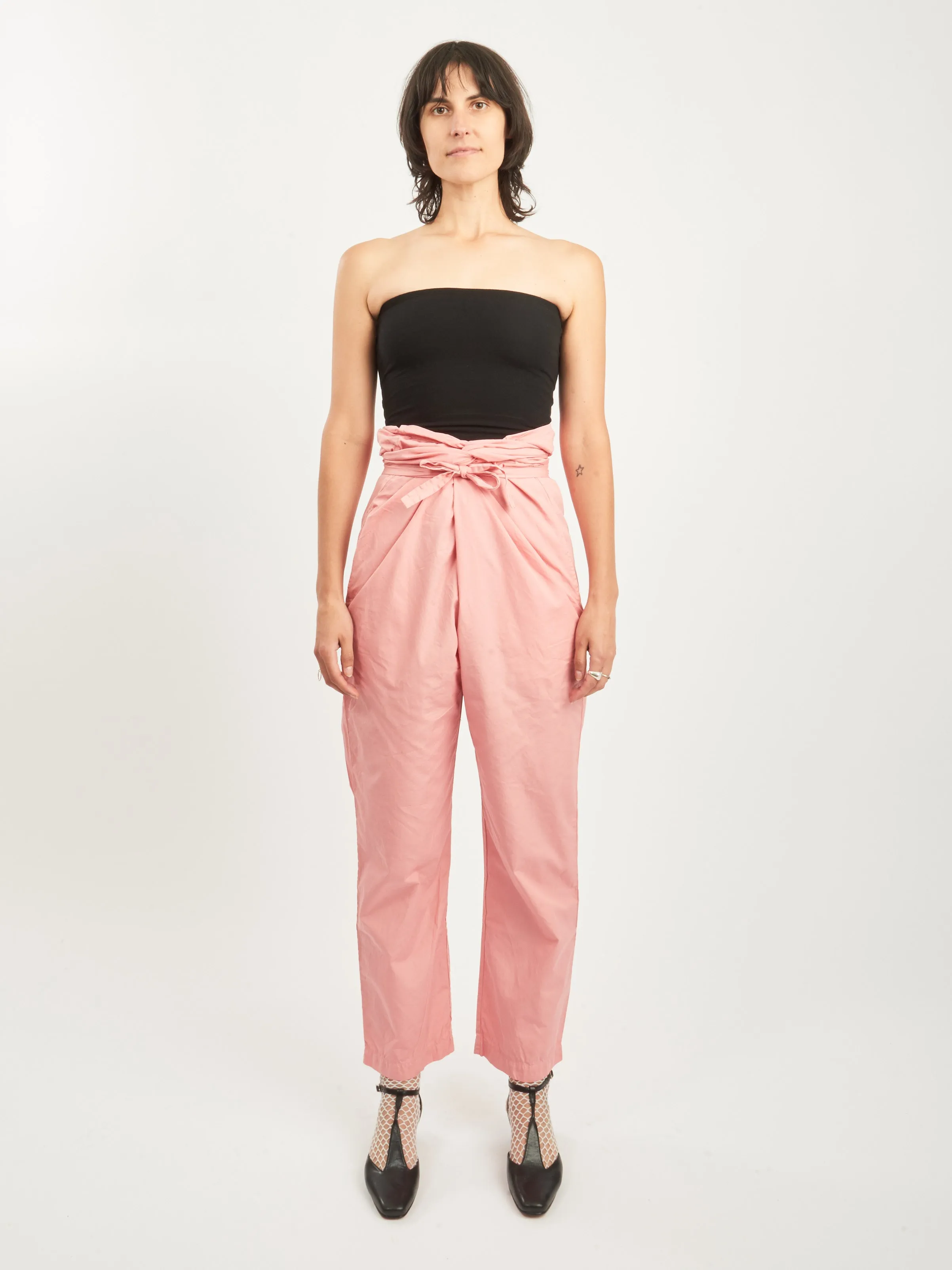 Peach Jade Suvin Cotton Broadcloth Wrapped Pants