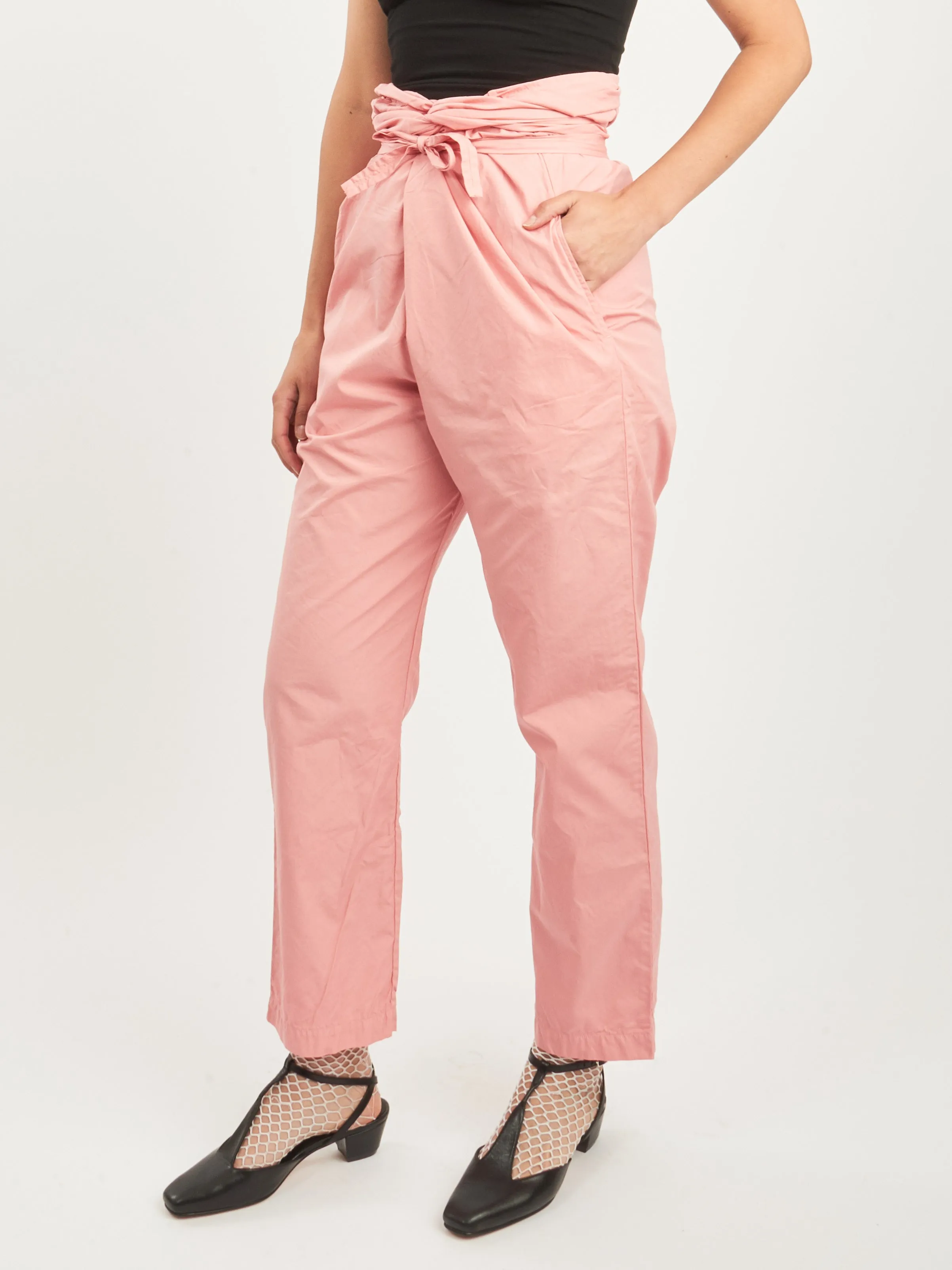 Peach Jade Suvin Cotton Broadcloth Wrapped Pants