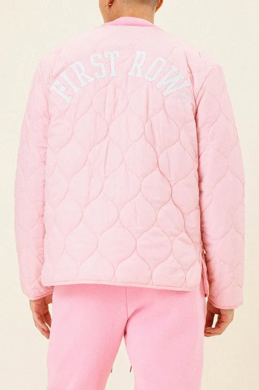 Pink Letter Patch Quilted Liner Jacket