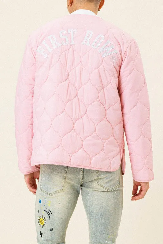 Pink Letter Patch Quilted Liner Jacket